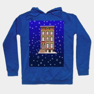 Christmas Decorated Brooklyn Brownstone Hoodie